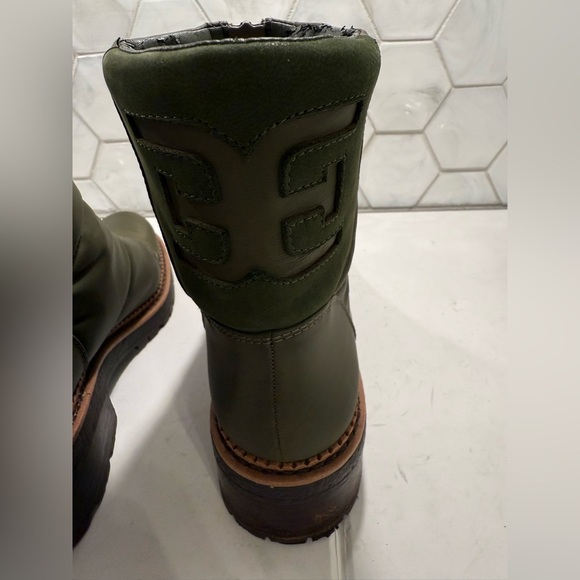 Sam Edelman Jalissa Army Green Waterproof Puffer Boots Leather & Fabric Size 6.5 - Picture 5 of 11